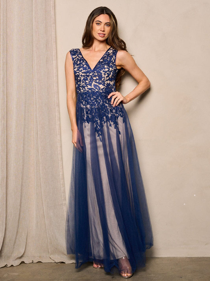 Copy of WOMEN'S LONG SLEEVE V-NECK LACE BODYCON MAXI DRESS