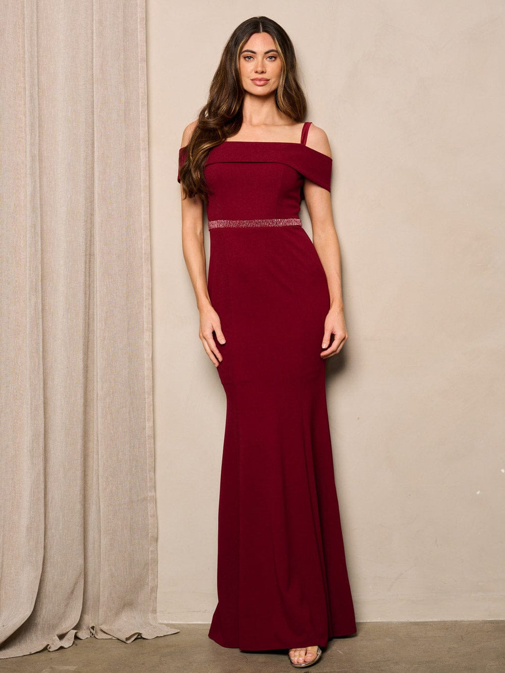 WOMEN'S OFF SHOULDER BODYCON MAXI GOWN DRESS