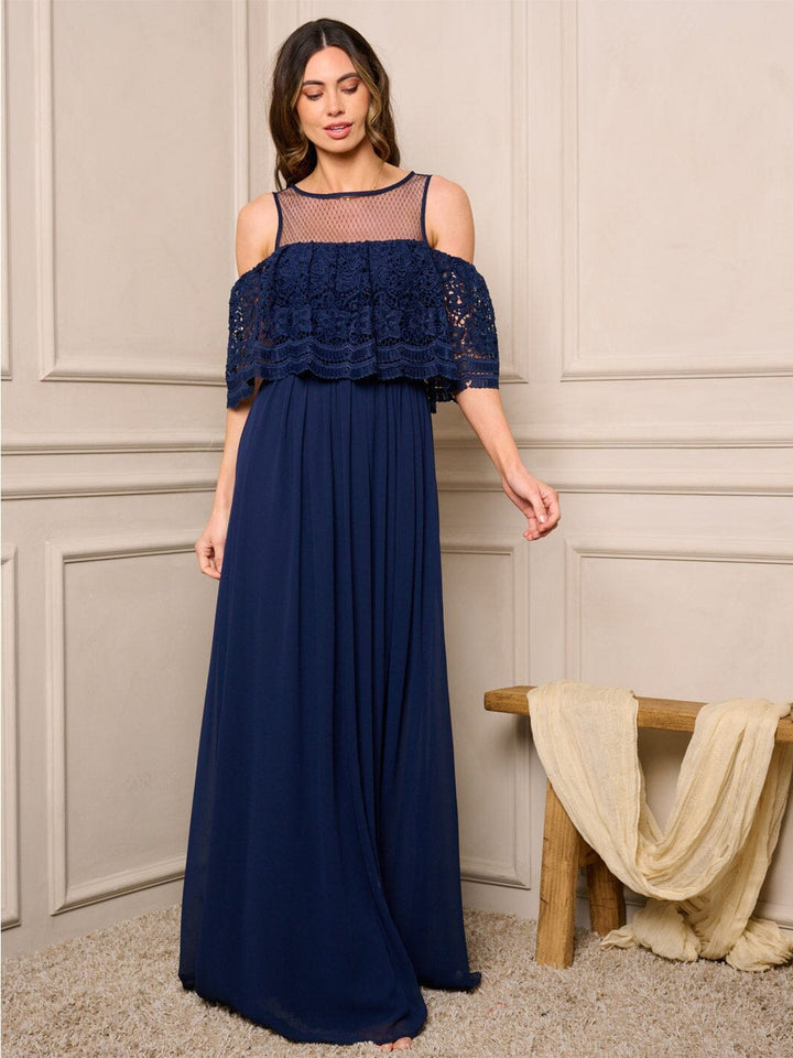 WOMEN'S SLEEVELESS LACE DETAILED PLEATED MAXI DRESS