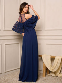 WOMEN'S SLEEVELESS LACE DETAILED PLEATED MAXI DRESS