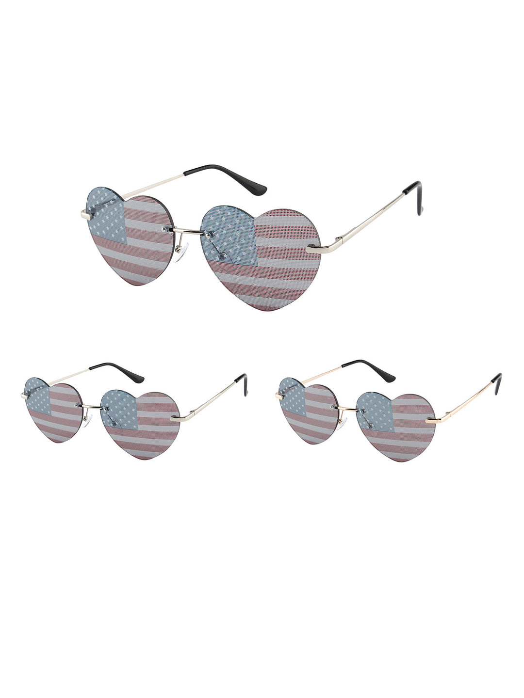 FASHION AMERICA FLAG PATRIOTIC HEART SUNGLASSES