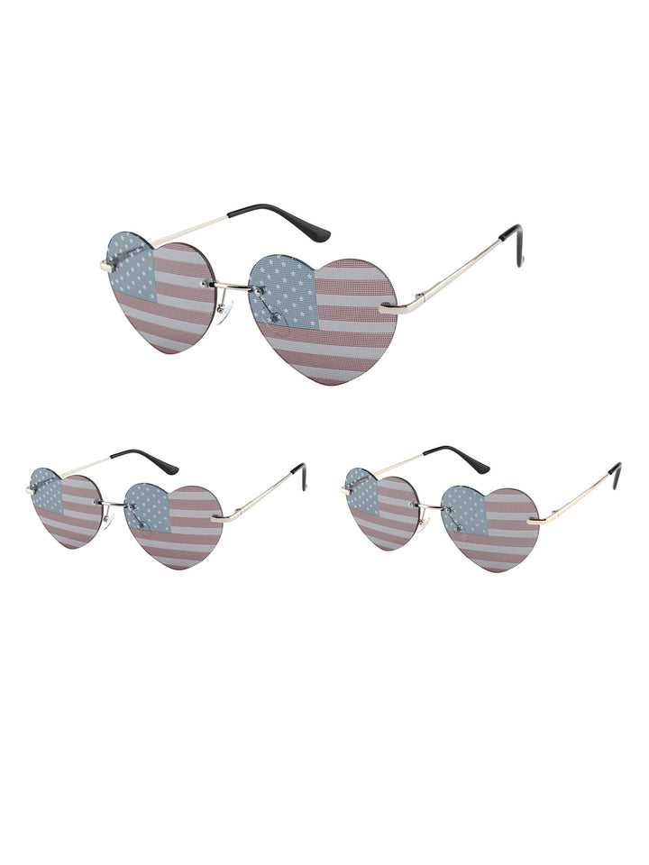 FASHION AMERICA FLAG PATRIOTIC HEART SUNGLASSES