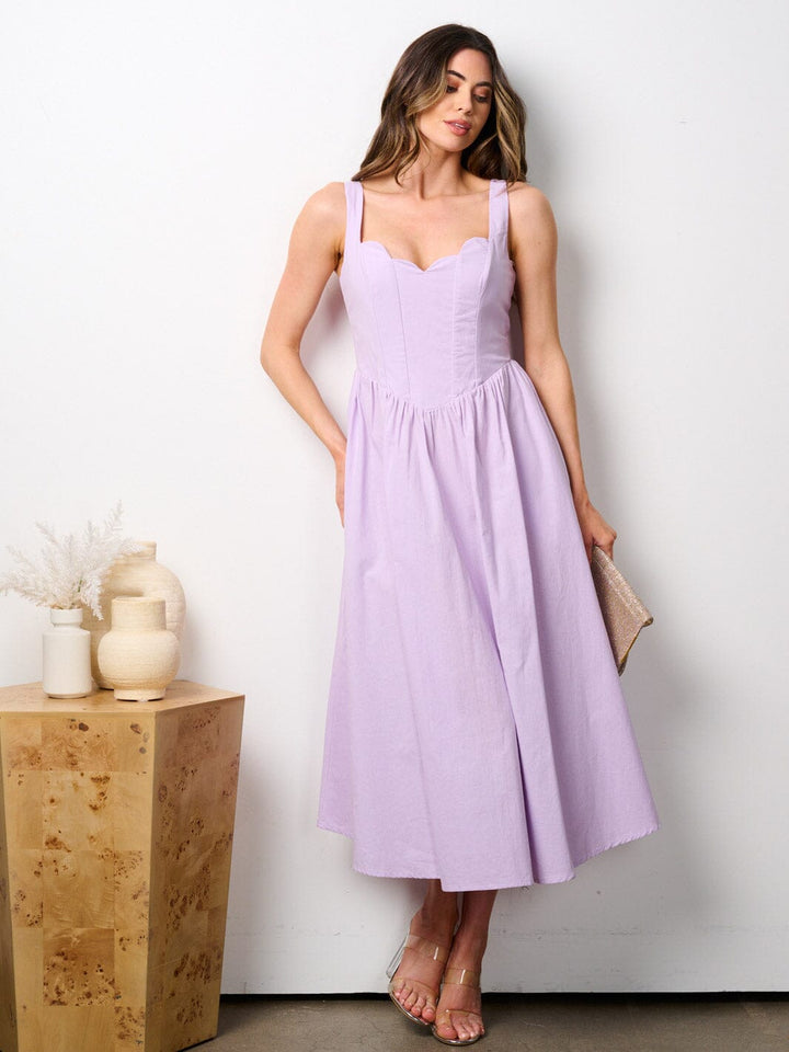 WOMEN'S SLEEVELESS V-NECK POCKETS FIT & FLARE MAXI DRESS