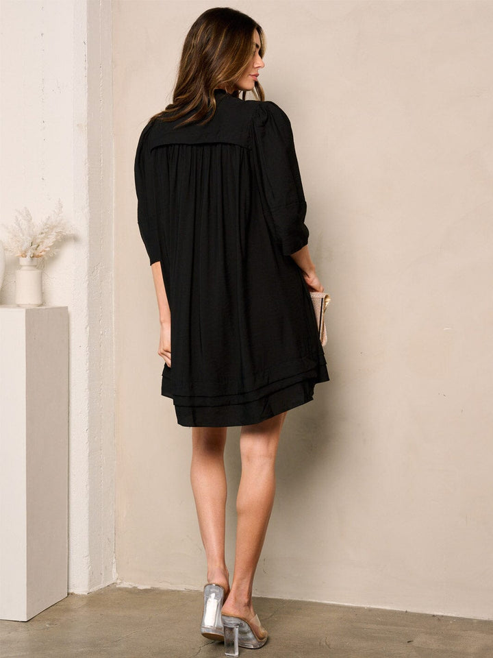 WOMEN'S 3/4 SLEEVE TUNIC BUTTON UP MINI DRESS