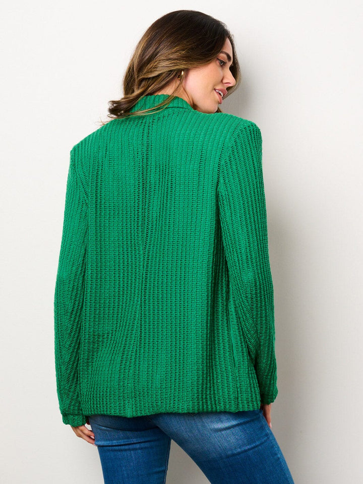 WOMEN'S LONG SLEEVE OPEN FRONT POCKETS KNIT BLAZER