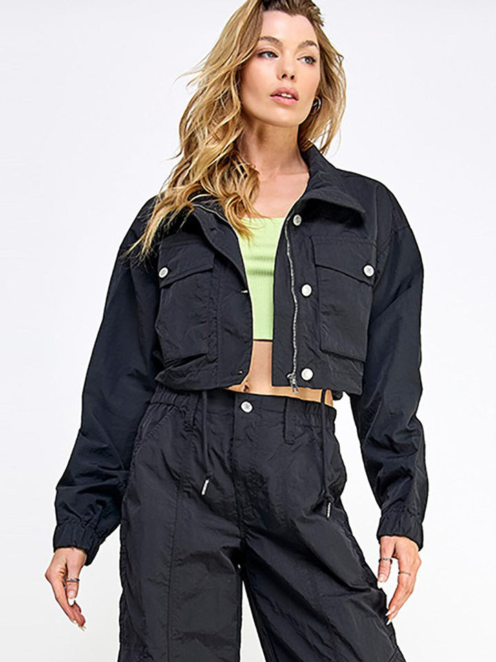 WOMEN'S LONG SLEEVE BUTTON CLOSURE POCKETS JACKET