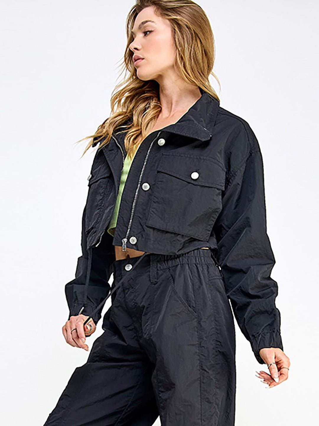 WOMEN'S LONG SLEEVE BUTTON CLOSURE POCKETS JACKET