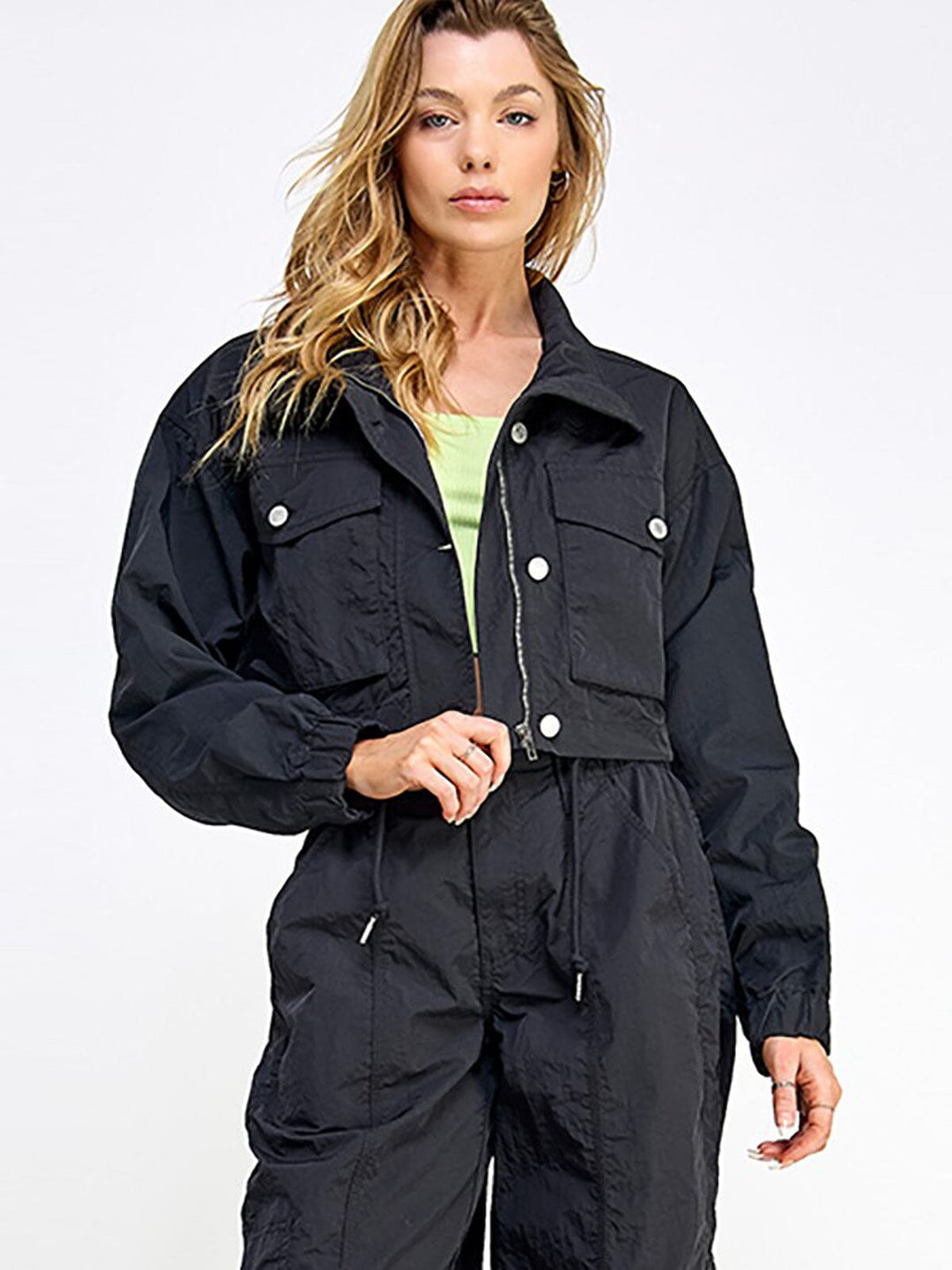 WOMEN'S LONG SLEEVE BUTTON CLOSURE POCKETS JACKET