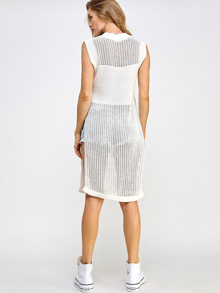 WOMEN'S SLEEVELESS SIDE SLIT KNIT TOP