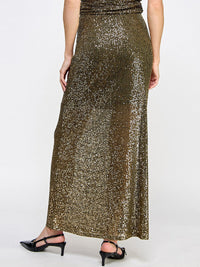 WOMEN'S SLEEVELESS TUBE TOP & MAXI SKIRT SEQUINS 2PC. SET