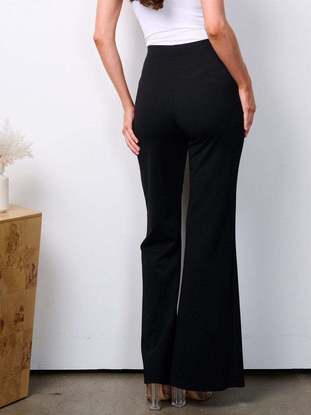 WOMEN'S ELASTIC HIGH WAIST BELL LEG PANTS