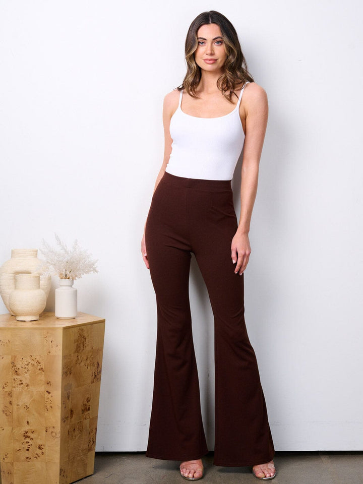 WOMEN'S ELASTIC HIGH WAIST BELL LEG PANTS