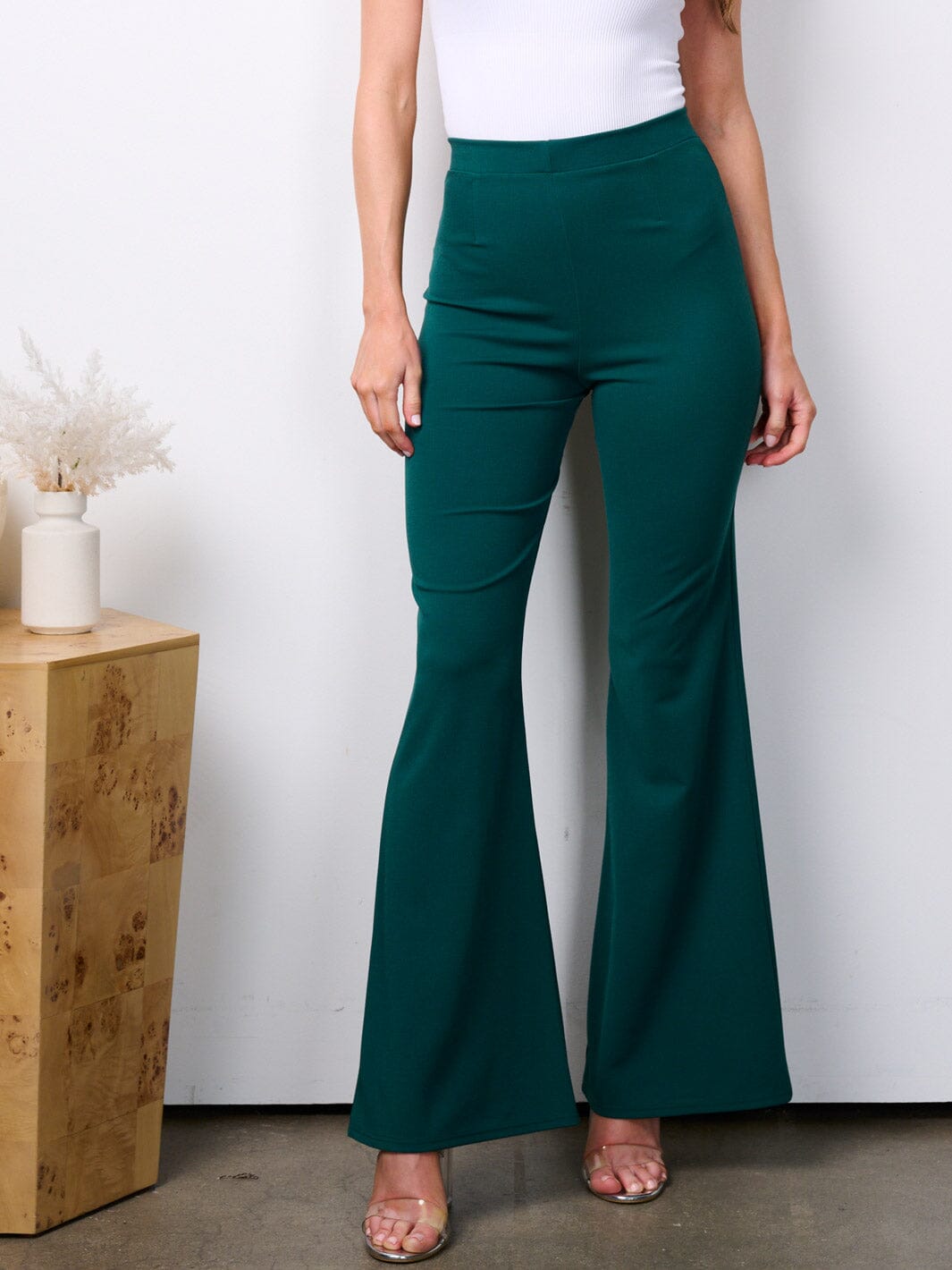 WOMEN'S ELASTIC HIGH WAIST BELL LEG PANTS