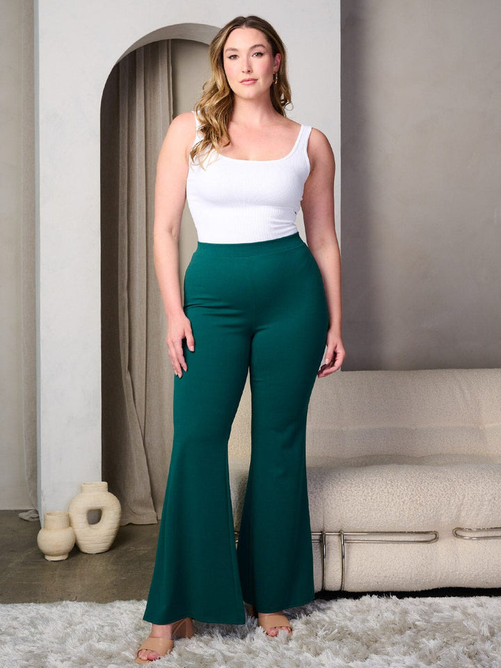 PLUS SIZE ELASTIC WAIST BELL LEGS PANTS