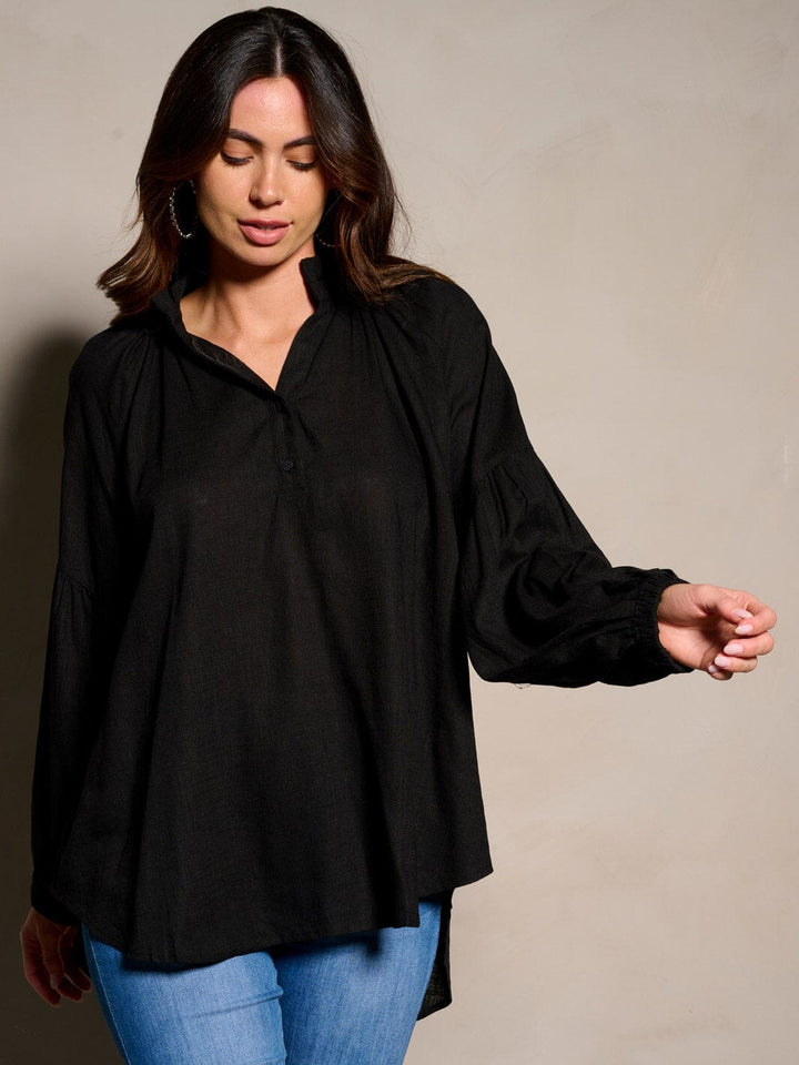 WOMEN'S LONG SLEEVE V-NECK TUNIC BLOUSE TOP