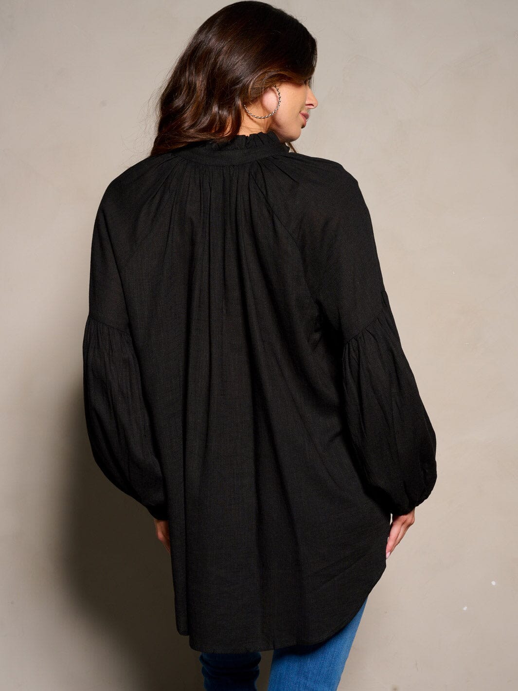 WOMEN'S LONG SLEEVE V-NECK TUNIC BLOUSE TOP