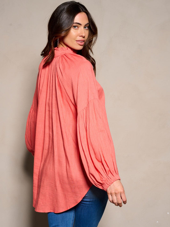 WOMEN'S LONG SLEEVE V-NECK TUNIC BLOUSE TOP