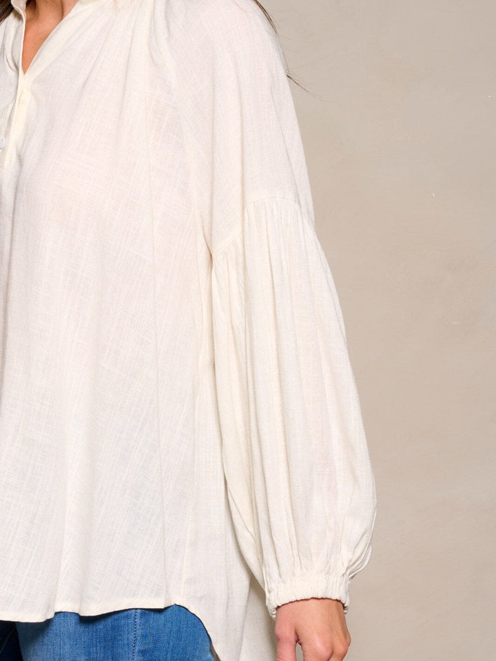 WOMEN'S LONG SLEEVE V-NECK TUNIC BLOUSE TOP