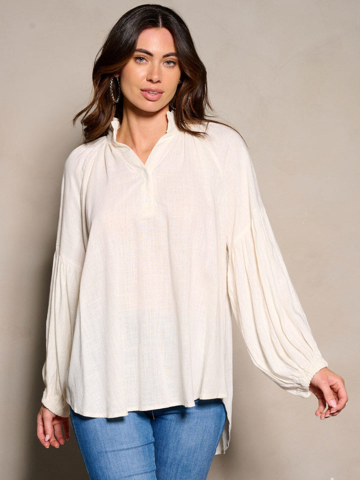 WOMEN'S LONG SLEEVE V-NECK TUNIC BLOUSE TOP
