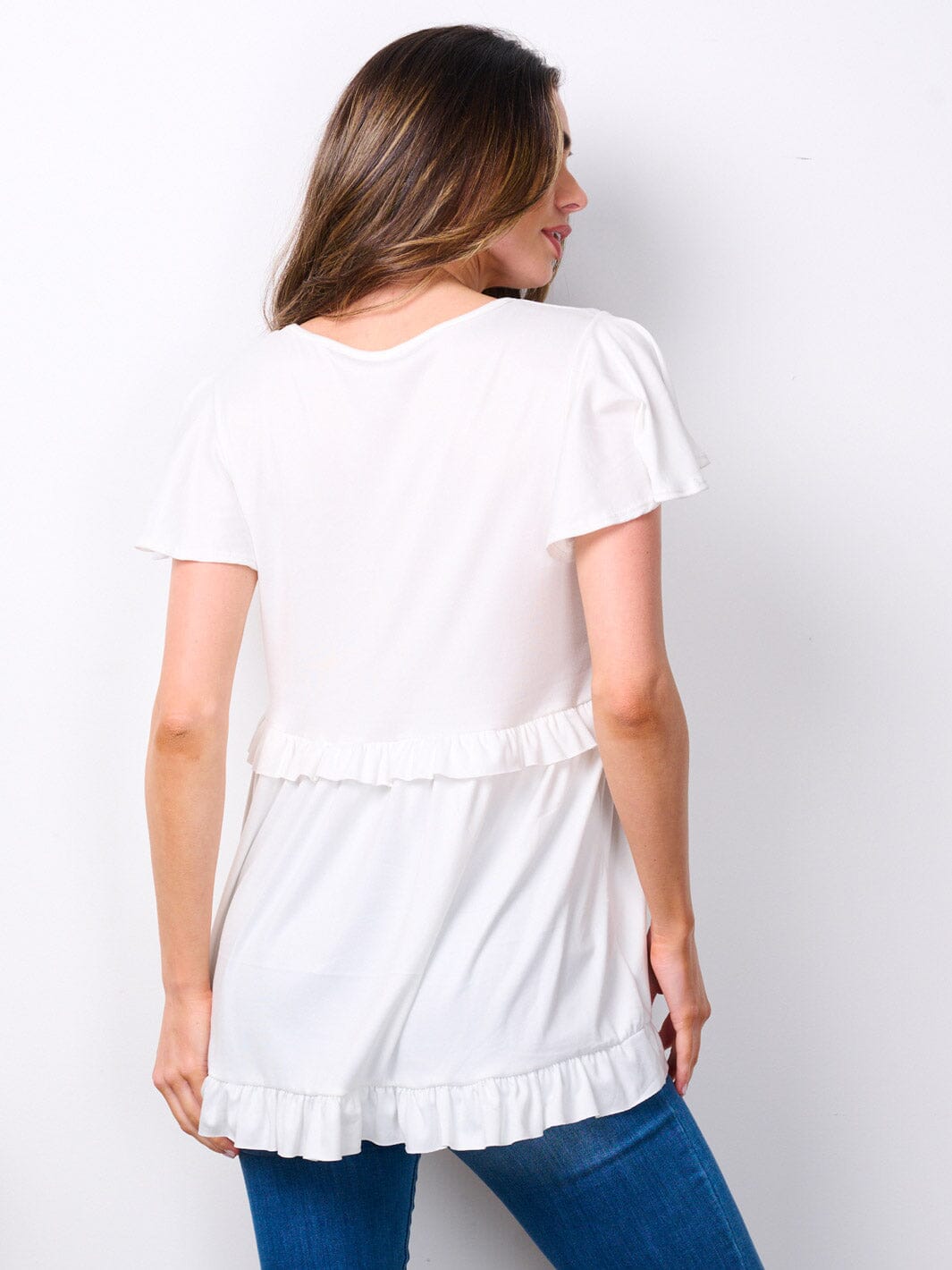 Copy of WOMEN'S SHORT RUFFLE SLEEVE V-NECK TUNIC TOP
