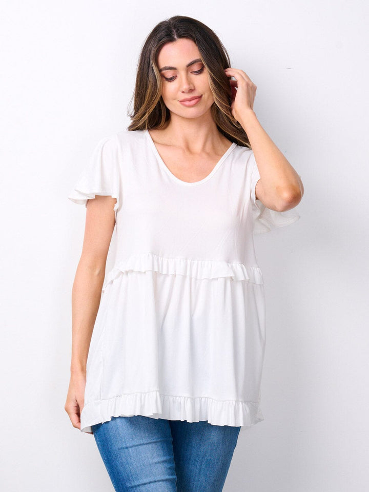 Copy of WOMEN'S SHORT RUFFLE SLEEVE V-NECK TUNIC TOP