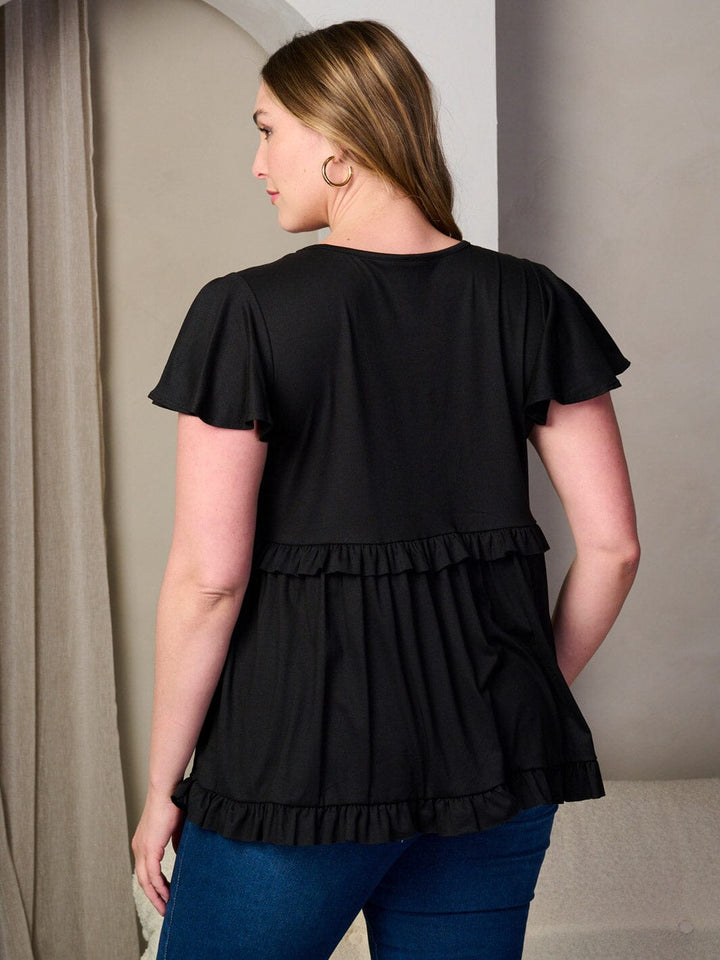 Copy of PLUS SIZE SHORT SLEEVE RUFFLE TIERED TUNIC TOP