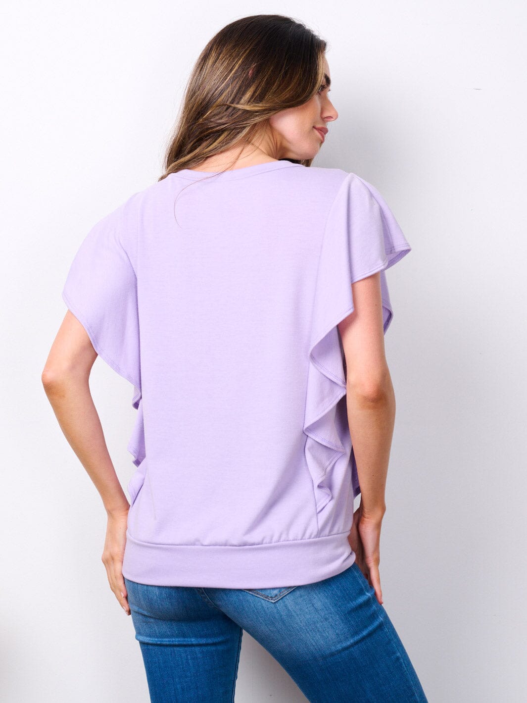 WOMEN'S SHORT SLEEVE RUFFLE DETAILED TOP