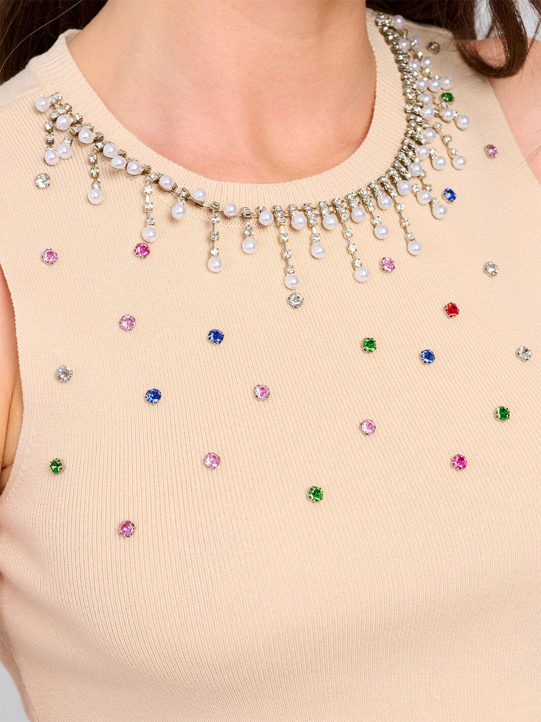 WOMEN'S SLEEVELESS STUDS DETAILED TANK TOP