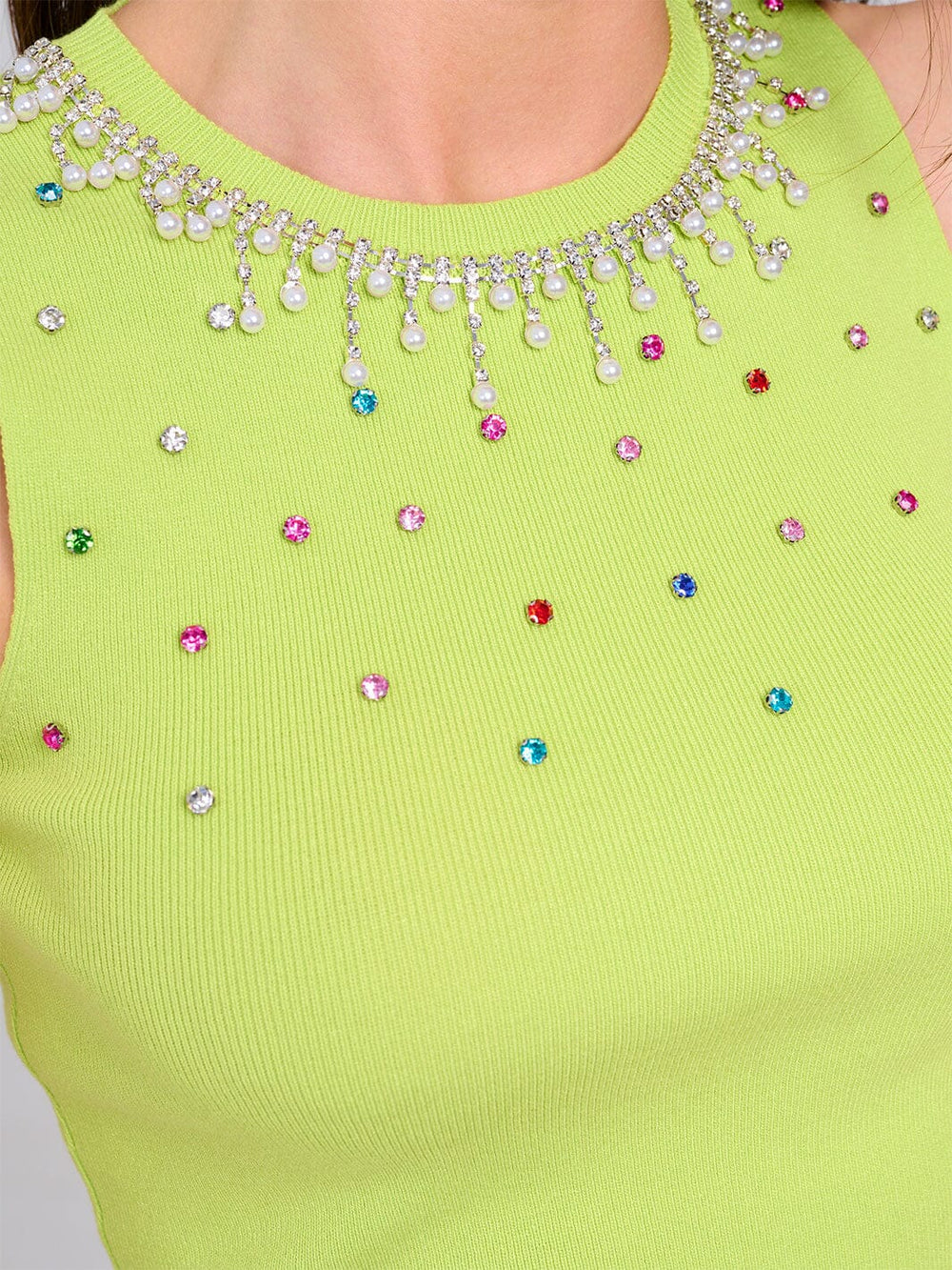WOMEN'S SLEEVELESS STUDS DETAILED TANK TOP