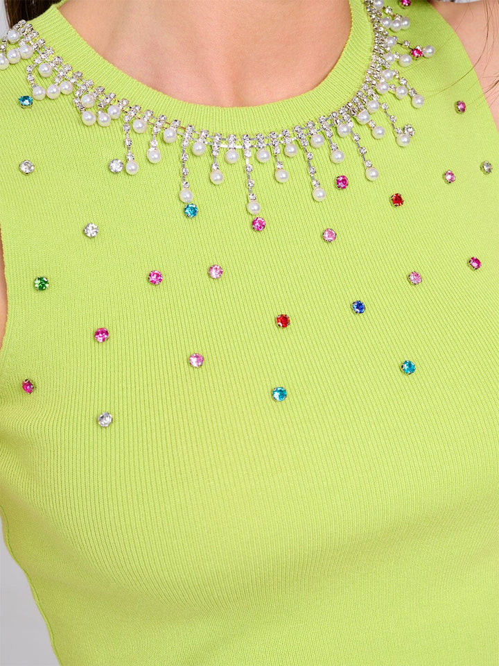 WOMEN'S SLEEVELESS STUDS DETAILED TANK TOP