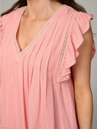 WOMEN'S RUFFLE SLEEVE V-NECK TIERED TUNIC MINI DRESS