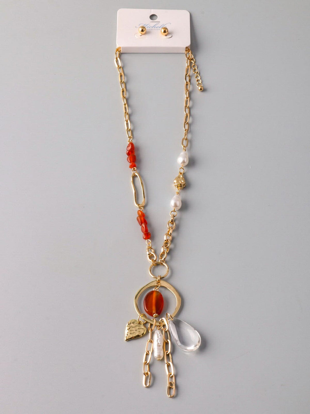 WOMEN'S GOLD EARRINGS & NECKLACE SET