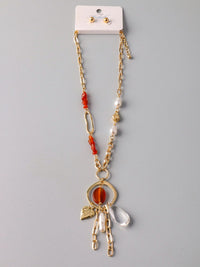 WOMEN'S GOLD EARRINGS & NECKLACE SET