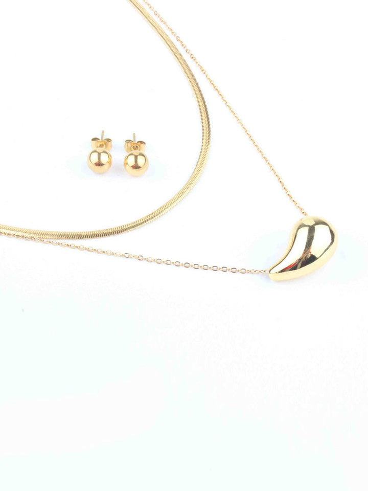 WOMEN'S GOLD EARRINGS & NECKLACE SET