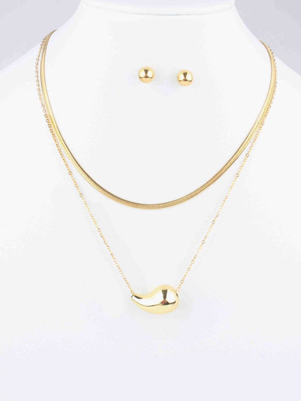 WOMEN'S GOLD EARRINGS & NECKLACE SET