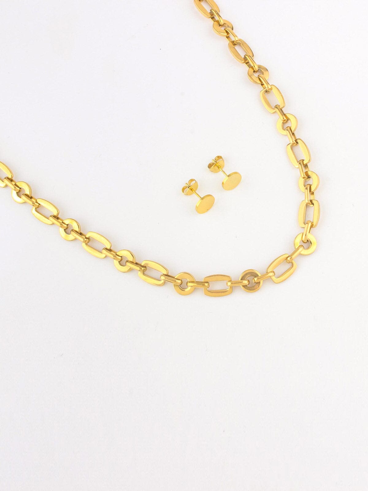 FASHION STUD EARRINGS & CHAIN NECKLACE SET