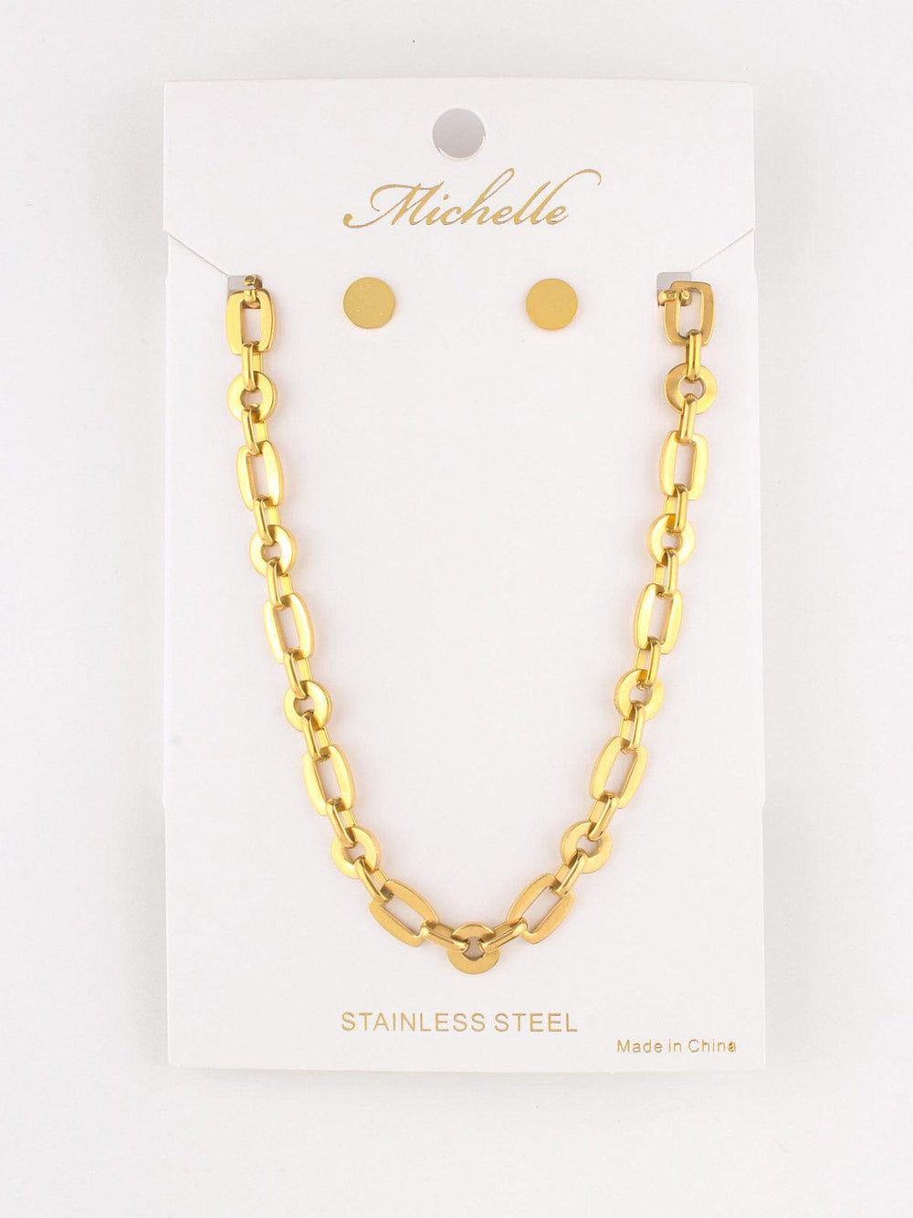 FASHION STUD EARRINGS & CHAIN NECKLACE SET