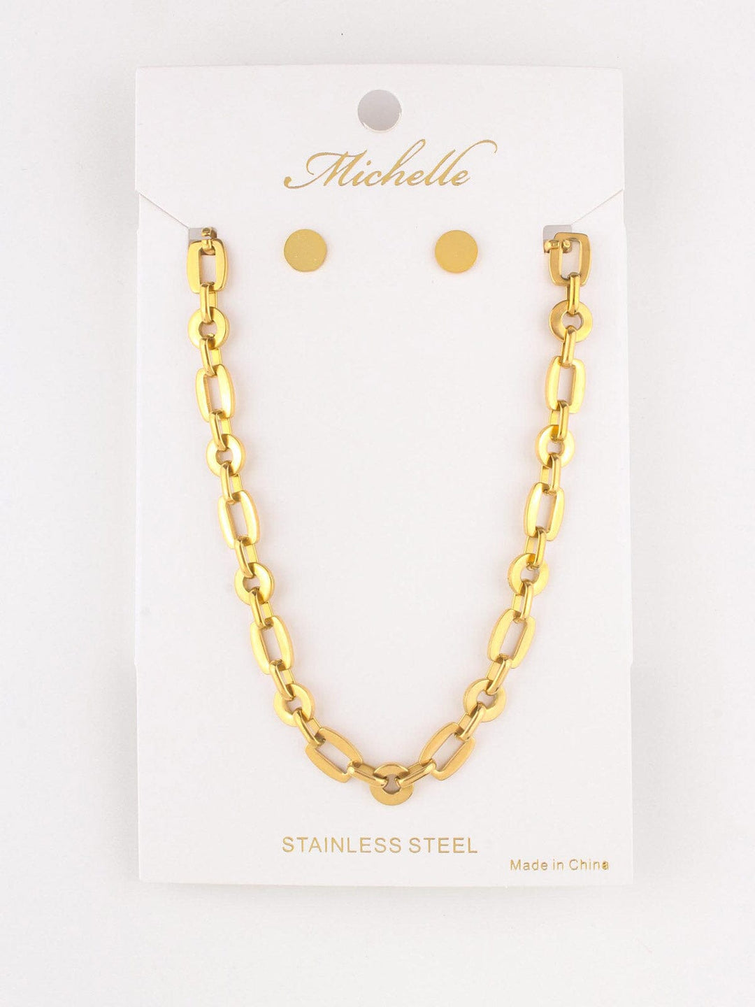 FASHION STUD EARRINGS & CHAIN NECKLACE SET