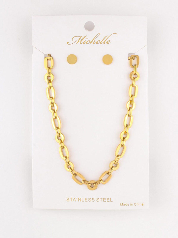FASHION STUD EARRINGS & CHAIN NECKLACE SET