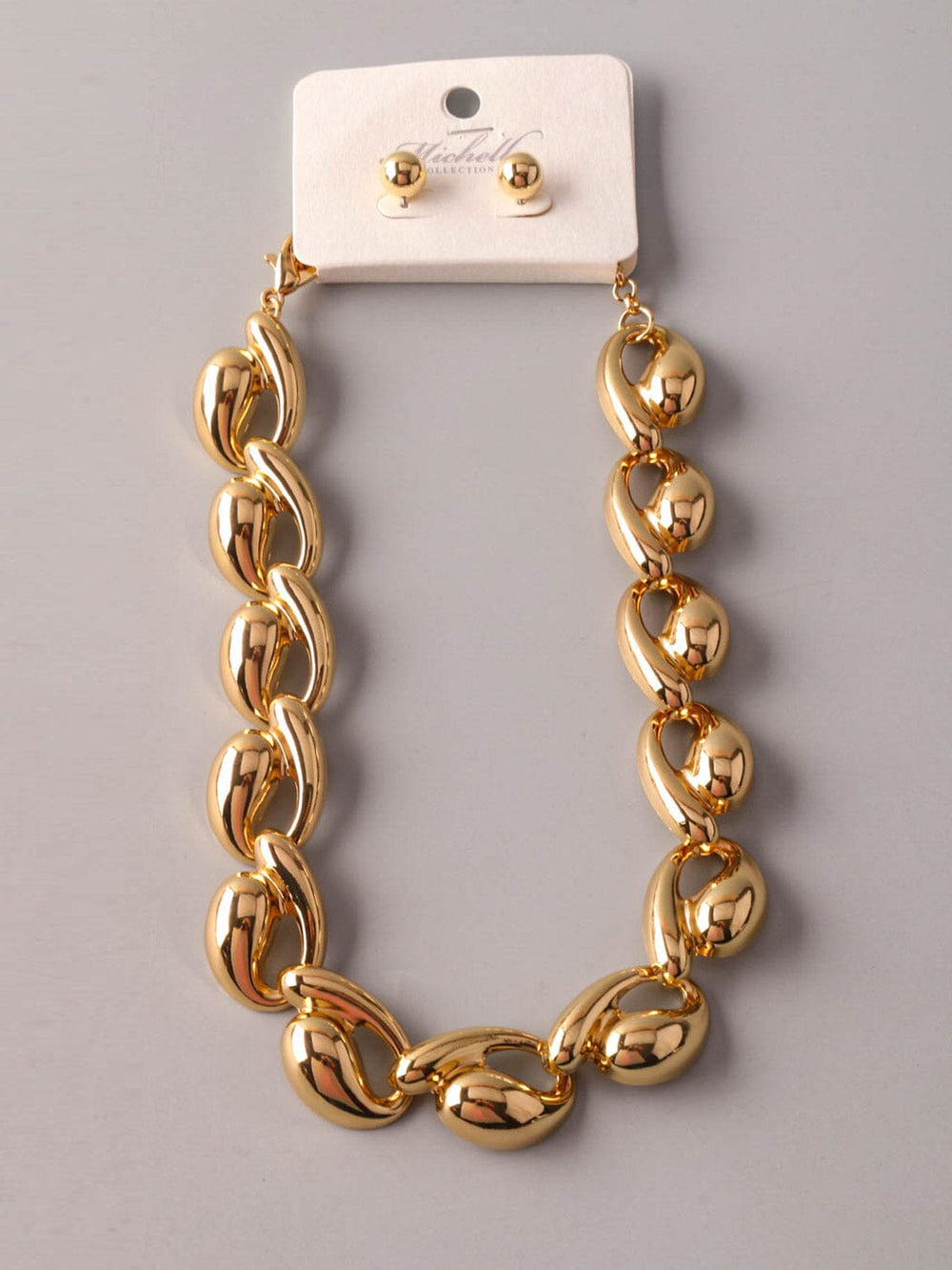 FASHION PEARL EARRINGS & CHAIN NECKLACE SET