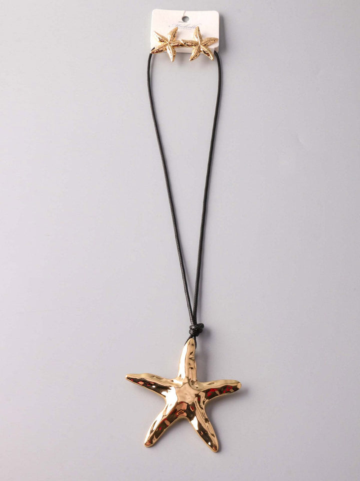 FASHION SEA STAR PENDANT EARRINGS & NECKLACE SET