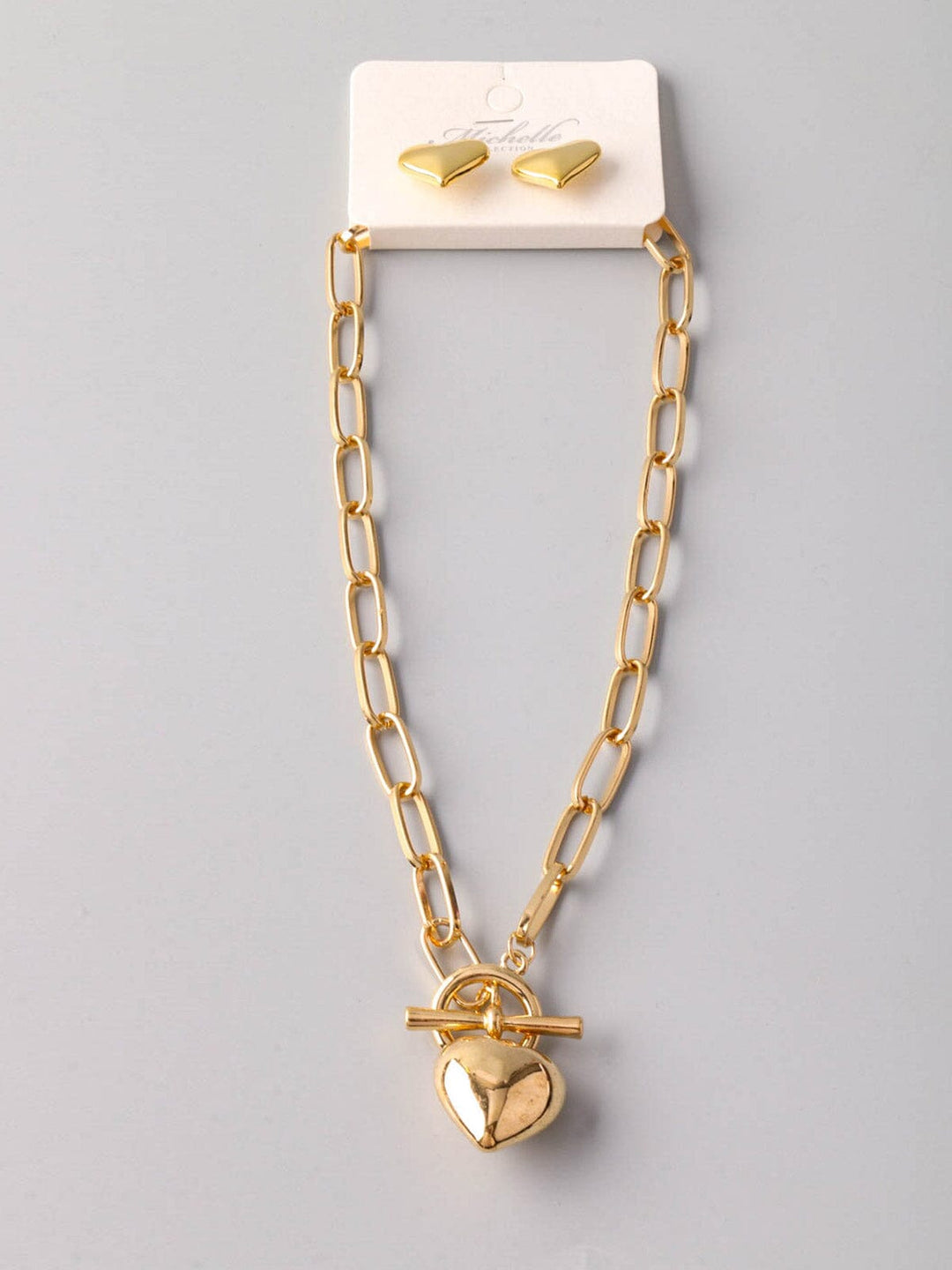 FASHION HEART PENDANTS EARRINGS & NECKLACE SET