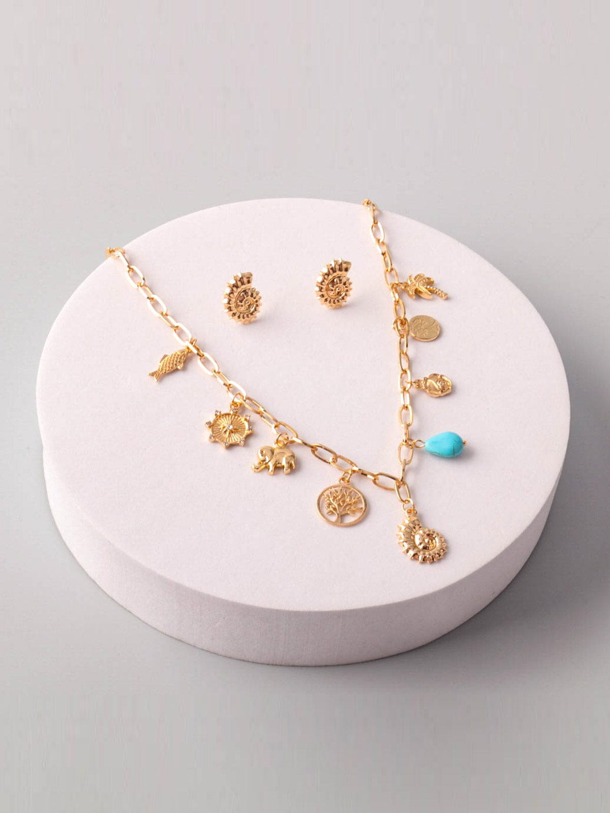 FASHION MULTI PENDANTS EARRINGS & NECKLACE SET