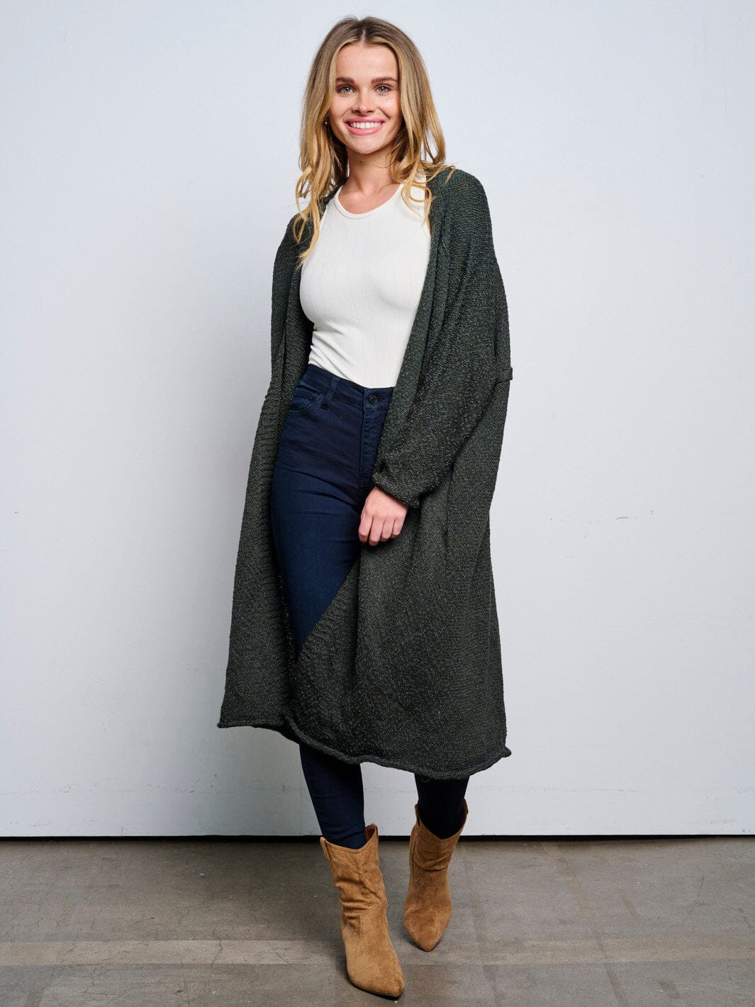 WOMEN'S LONG SLEEVE OPEN FRONT CARDIGAN