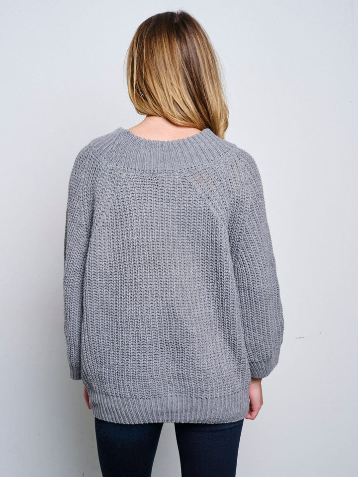 WOMEN'S LONG SLEEVE KNITTED PULLOVER SWEATER