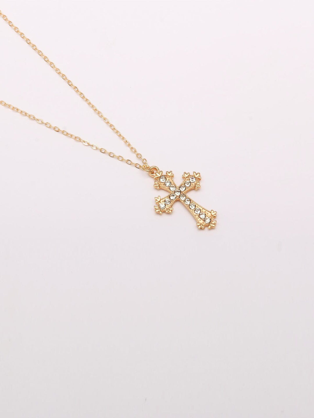 WOMEN'S GOLD STONE CROSS NECKLACE