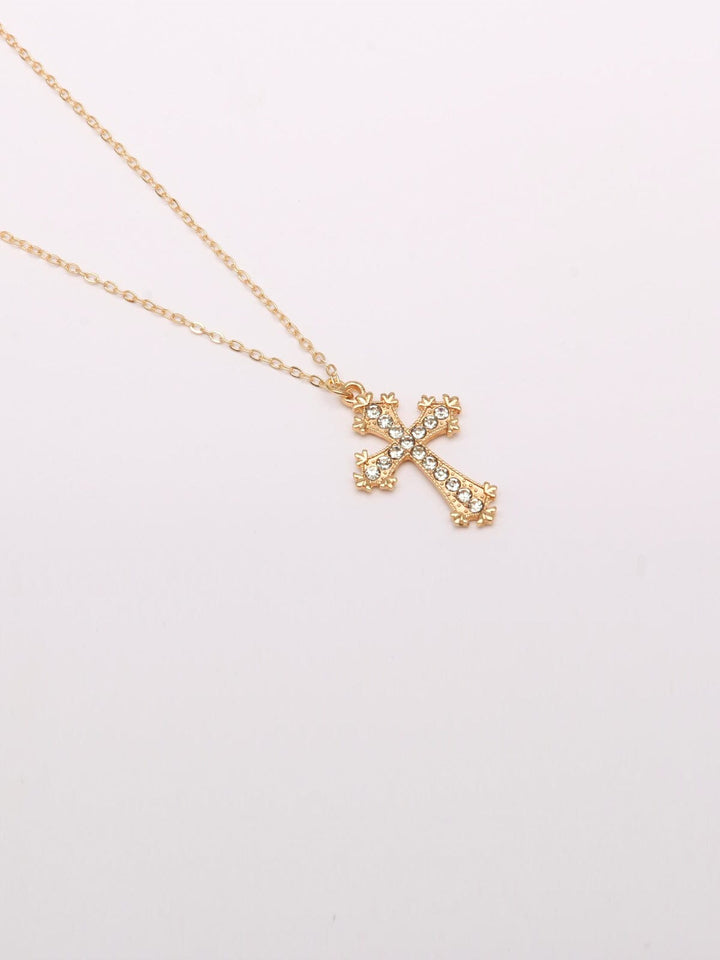 WOMEN'S GOLD STONE CROSS NECKLACE