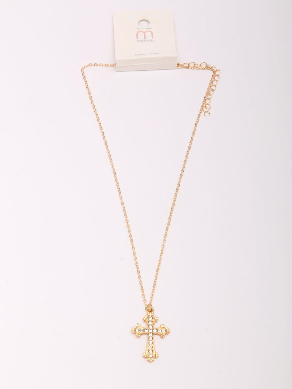 WOMEN'S GOLD STONE CROSS NECKLACE