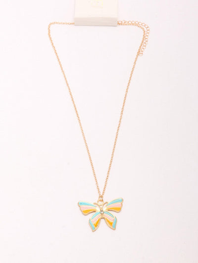 WOMEN'S GOLD MULTI COLORS BUTTERFLY NECKLACE