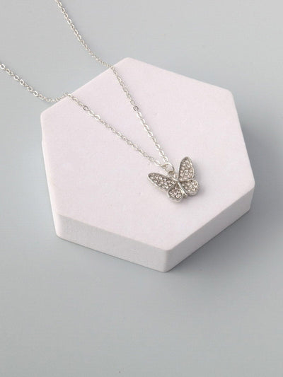 WOMEN'S GOLD & SILVER STONE BUTTERFLY NECKLACE